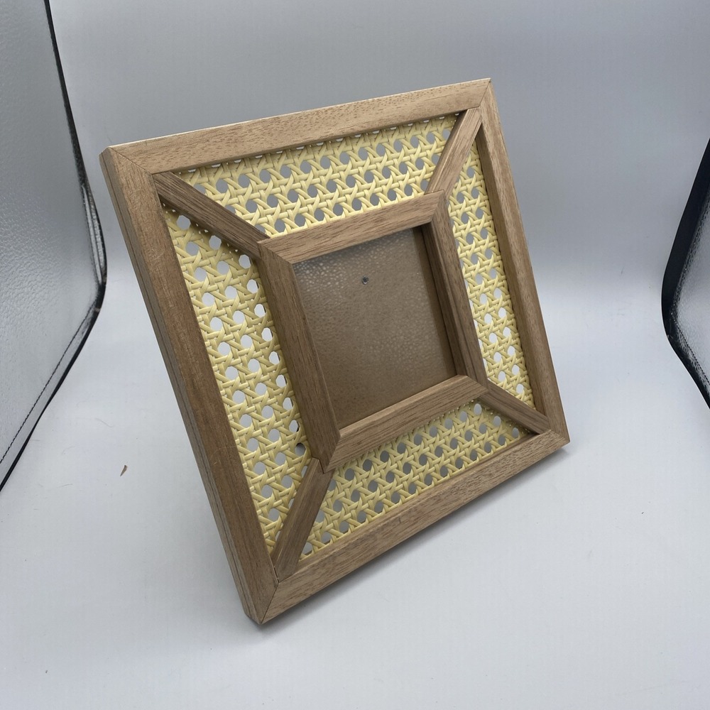 Tommy Bahama Cane Rattan Wood Caning Square Picture Frame Photo 4x4 / 9x9 - Picture 7 of 10